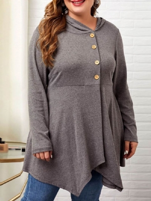 Plus Size Cienki Sweter Damski Z Długim Rękawem I Guzikami