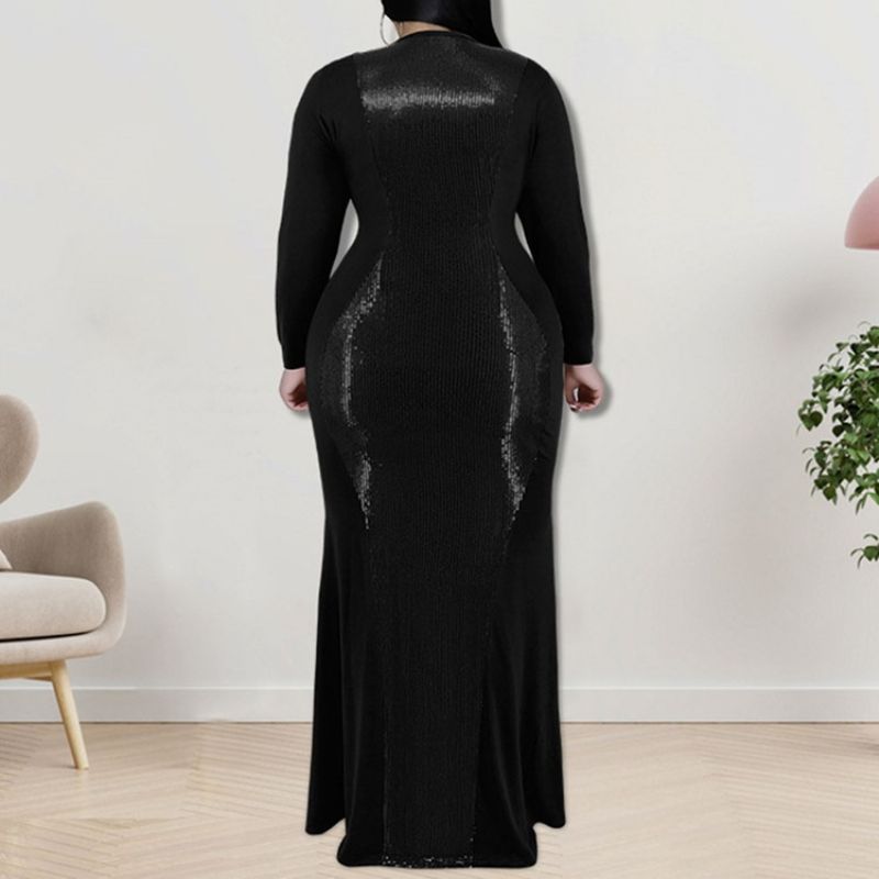 Plus Size Falbala Sukienka Maxi Z Dekoltem W Szpic I Dekoltem W Szpic