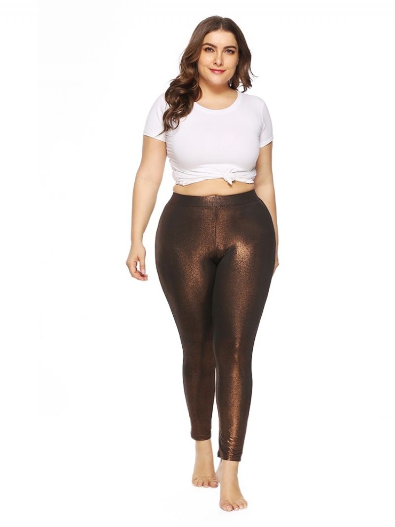 Plus Size Gładkie Legginsy Z Wysokim Stanem