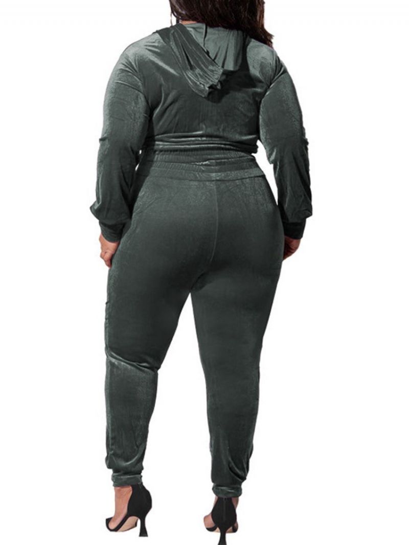 Plus Size Spodnie Kieszeń Western Pencil Pants Dwuczęściowe Zestawy Z Kapturem