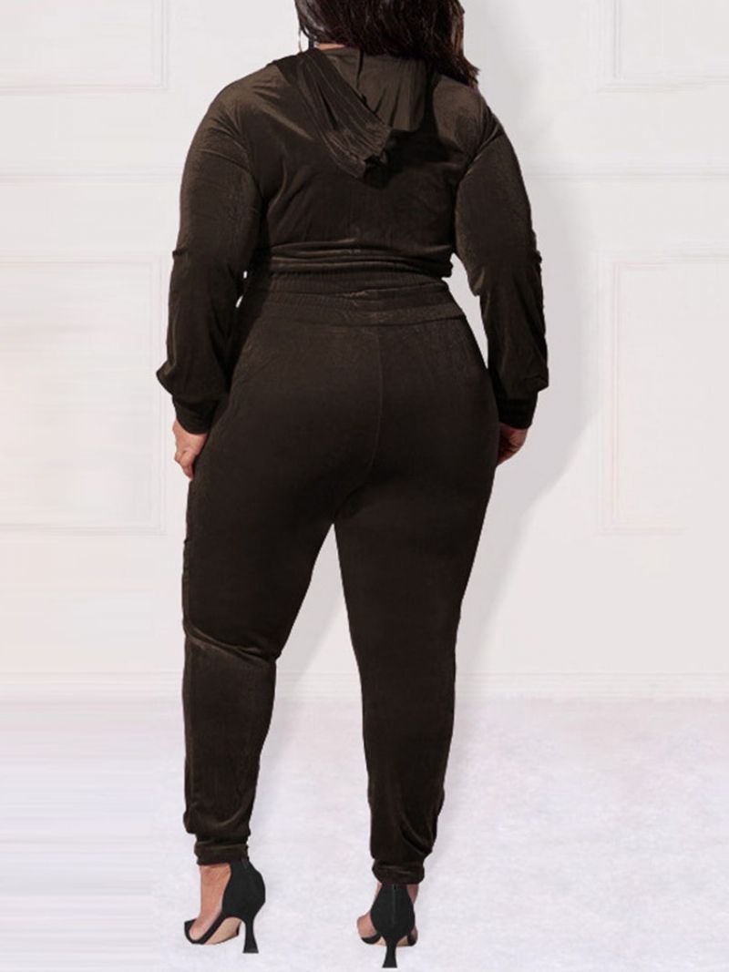 Plus Size Spodnie Kieszeń Western Pencil Pants Dwuczęściowe Zestawy Z Kapturem