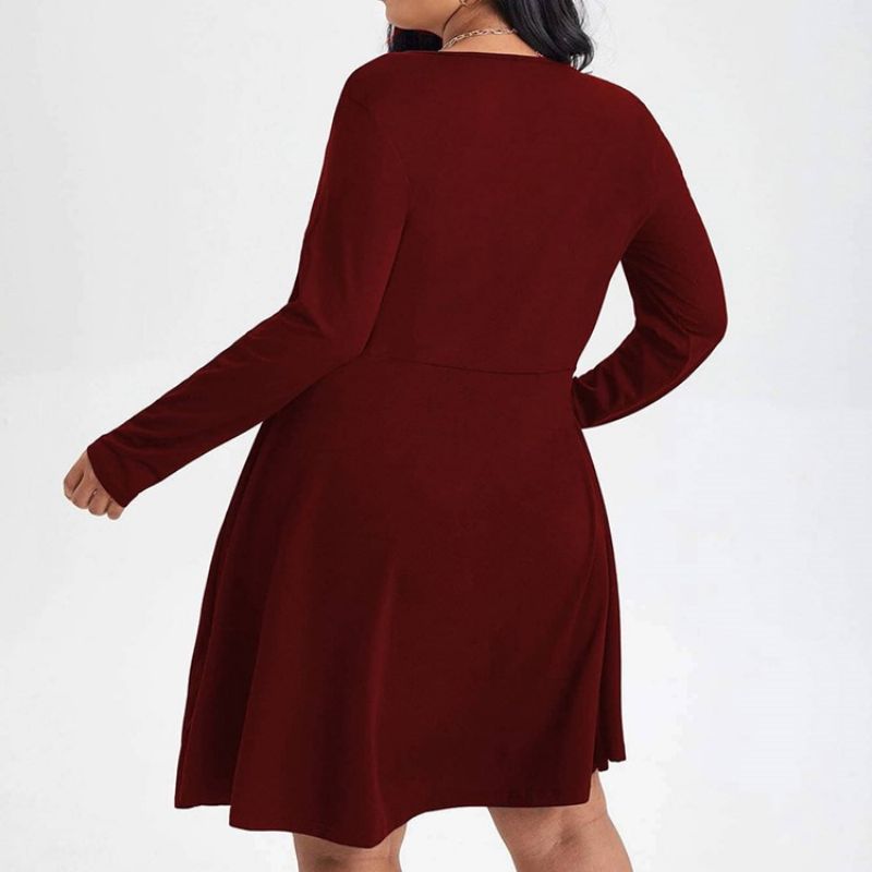 Plus Size Sweter Z Długim Rękawem I Kokardą Do Kolan Regular Casual Dress