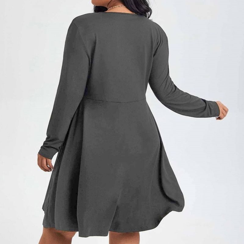 Plus Size Sweter Z Długim Rękawem I Kokardą Do Kolan Regular Casual Dress