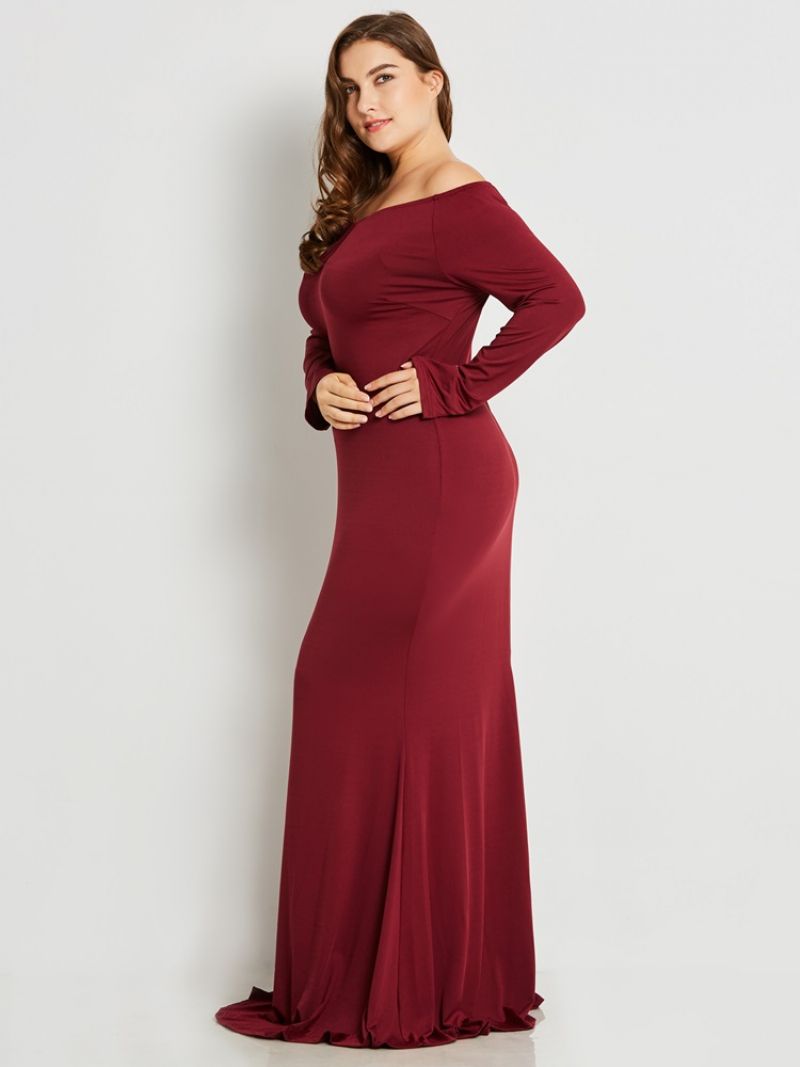 Plus Size Wąska Plisowana Sukienka Maxi Z Dekoltem W Serek