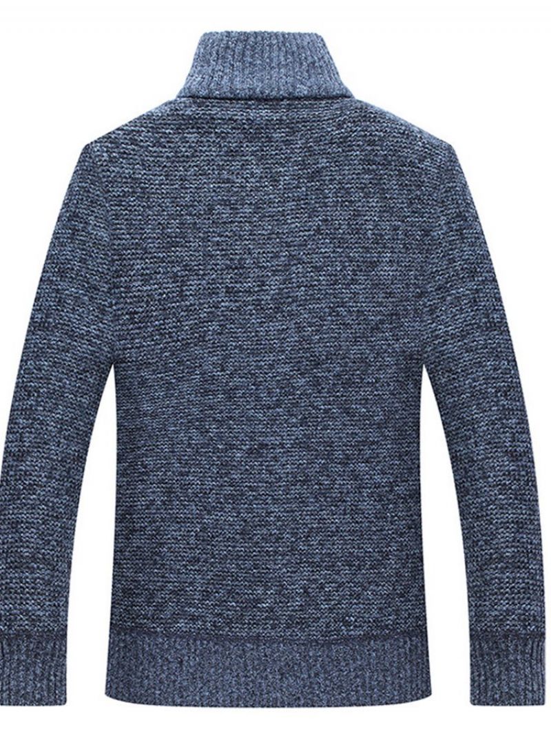 Sweter Ze Stójką Standard Patchwork Slim Winter Sweater