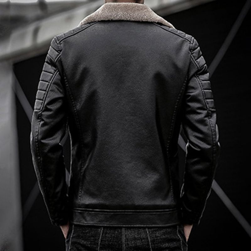 Lapel Fleece Plain Slim European Jacket