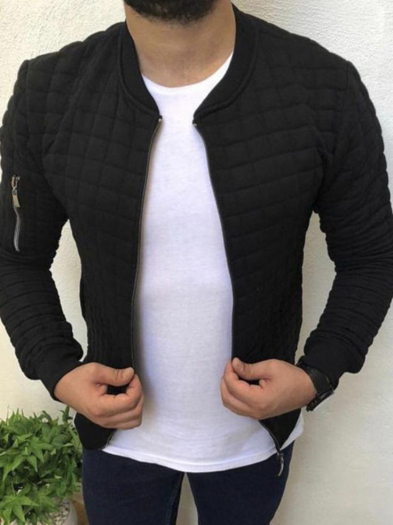 Zipper Plain Stand Collar Zipper Fall Jacket