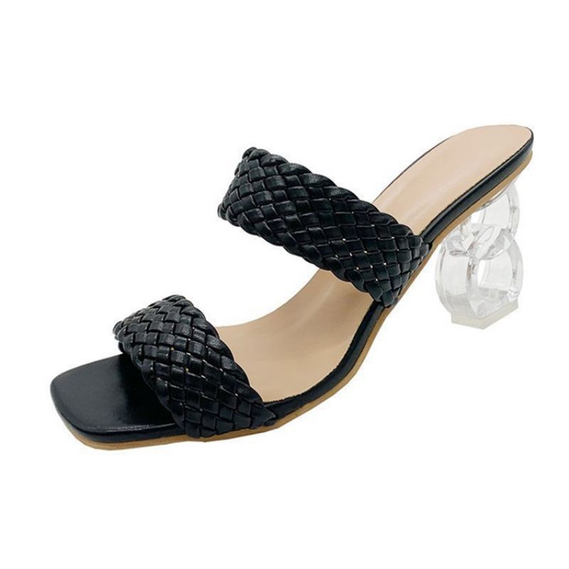 Slip-On Toe Ring Chunky Heel Damskie Gładkie Kapcie