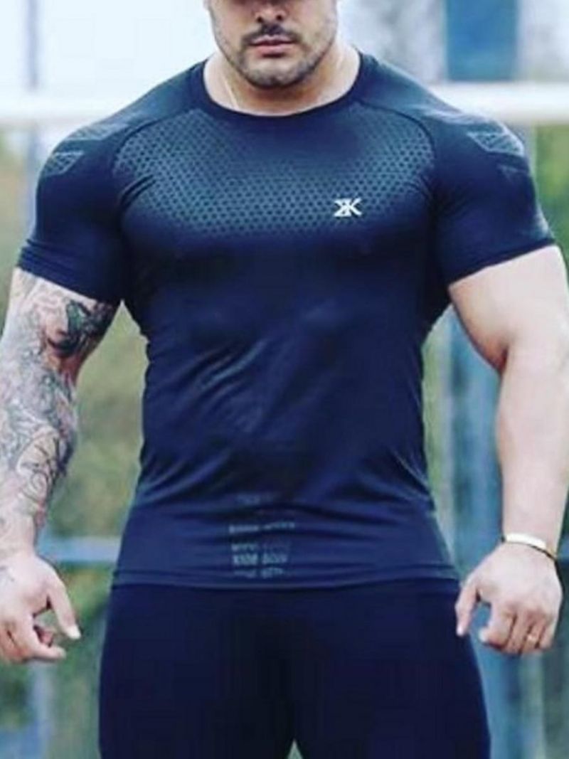 Męska Oddychająca Koszulka Sportowa Quick Dry Pullover Gym