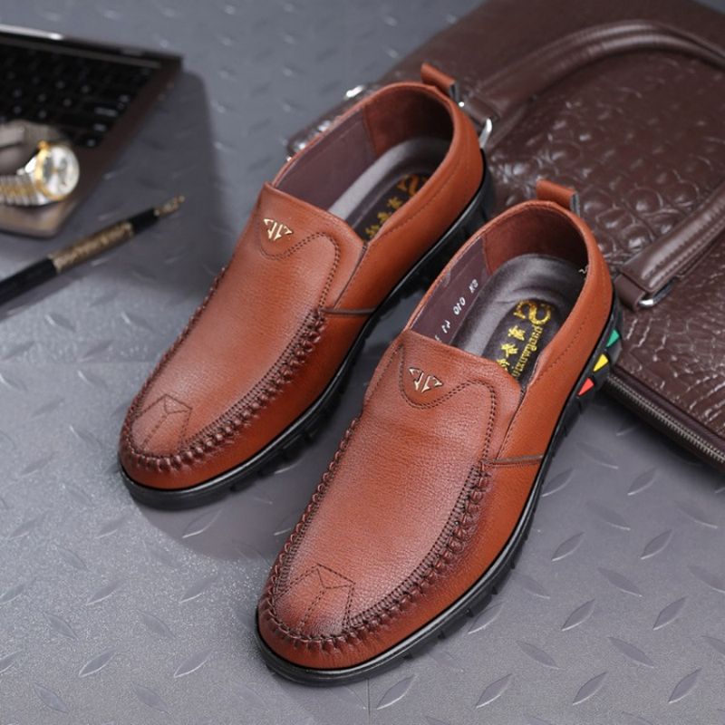 Męskie Wygodne Buty Pu Slip-On Round Toe