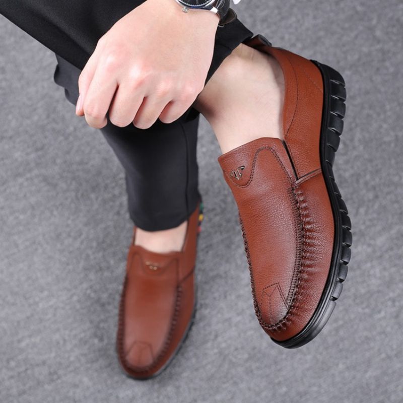 Męskie Wygodne Buty Pu Slip-On Round Toe