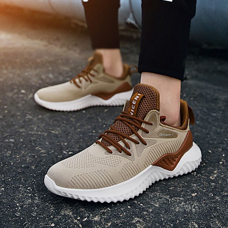 Mesh Lace-Up Okrągły Nosek Casual Męskie Trampki