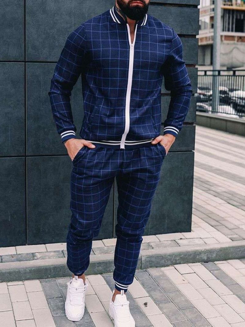 Plaid Patchwork Casual Strój Jesienny