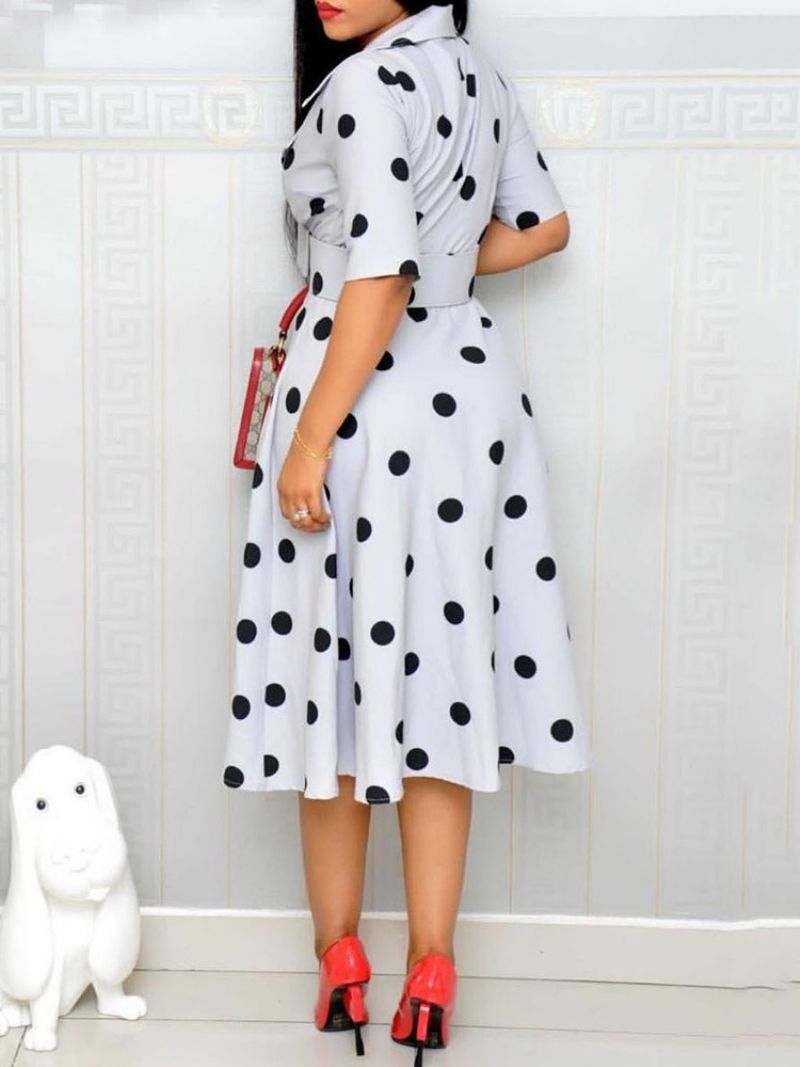 Polka Dots Linia A Do Połowy Łydki Pół Rękaw Regular Ol Dres (Bez Pasa)