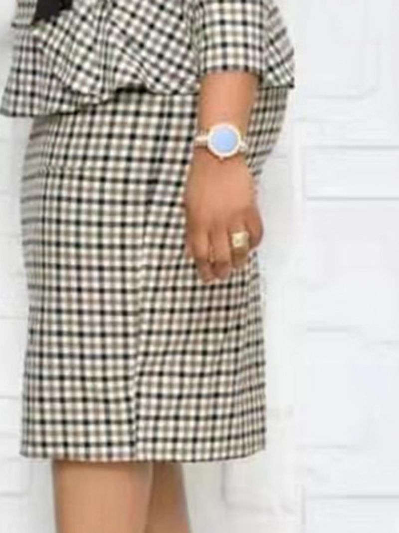 Plus Size Plaid Casual Bodycon Dwuczęściowe Zestawy