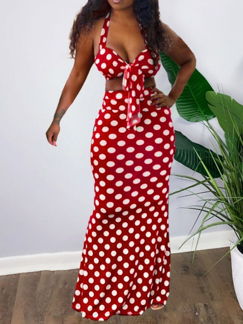 Polka Dots Sexy Patchwork Bodycon Damskie Dwuczęściowe Zestawy