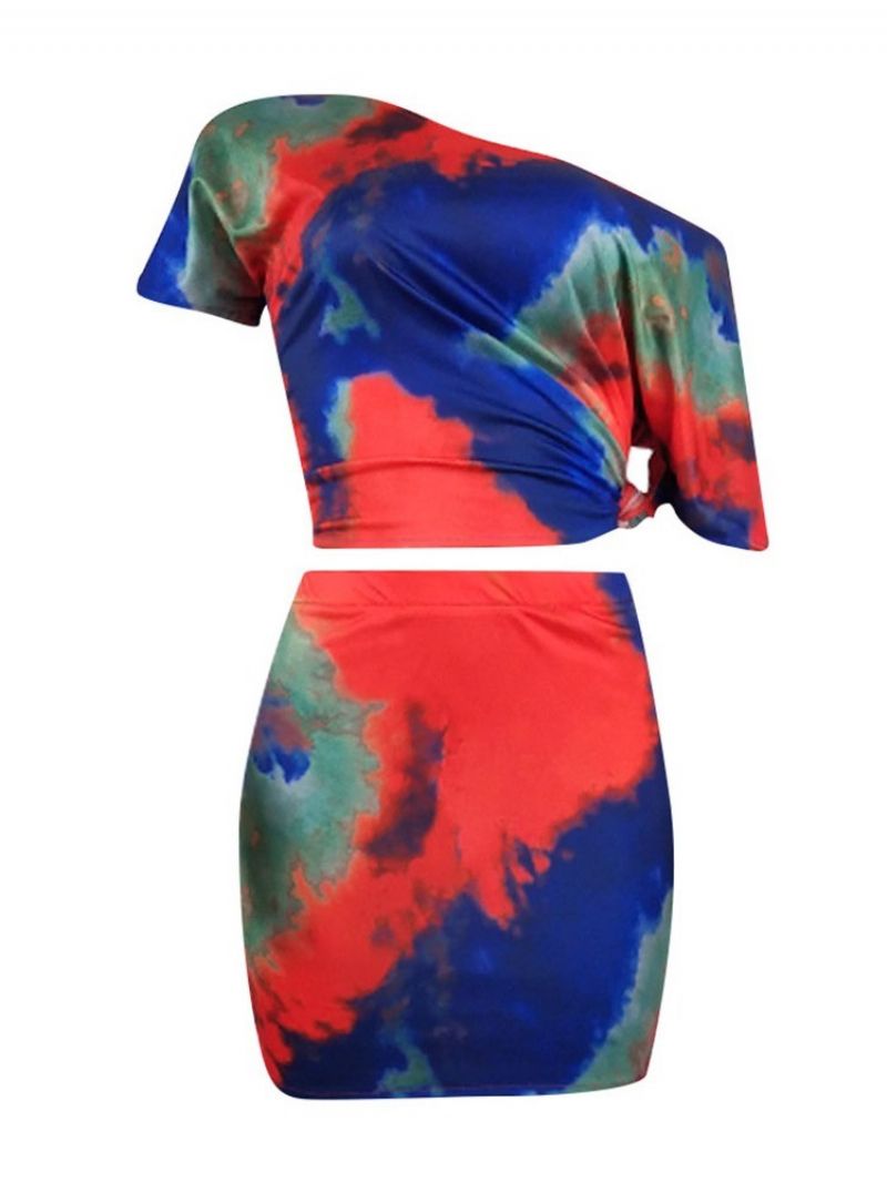 Sexy Tie-Dye Bodycon Garnitur Damski T-Shirt I Spódnica Dwuczęściowe Zestawy