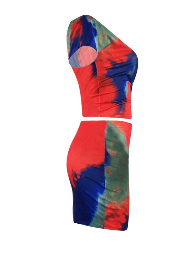 Sexy Tie-Dye Bodycon Garnitur Damski T-Shirt I Spódnica Dwuczęściowe Zestawy