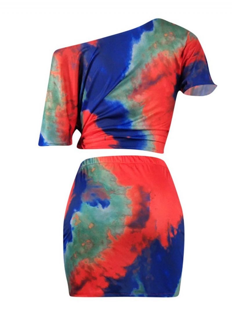 Sexy Tie-Dye Bodycon Garnitur Damski T-Shirt I Spódnica Dwuczęściowe Zestawy