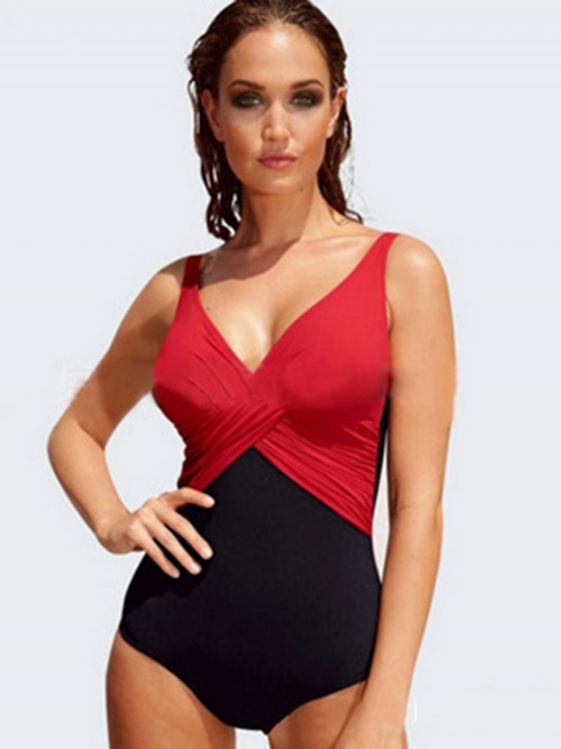 Eleganckie Plisowane Monokini W Kolorowe Bloki