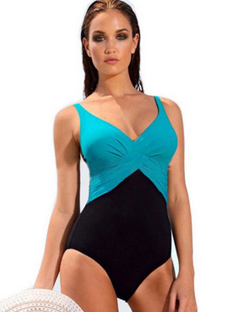 Eleganckie Plisowane Monokini W Kolorowe Bloki