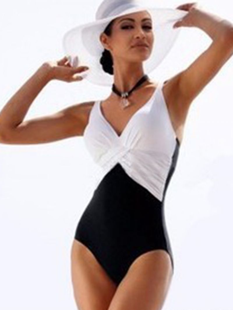 Eleganckie Plisowane Monokini W Kolorowe Bloki