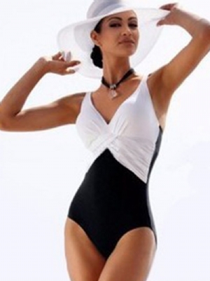 Eleganckie Plisowane Monokini W Kolorowe Bloki