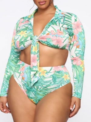 Nadruk Tankini Komplet Western Stroje Kąpielowe Plus Size