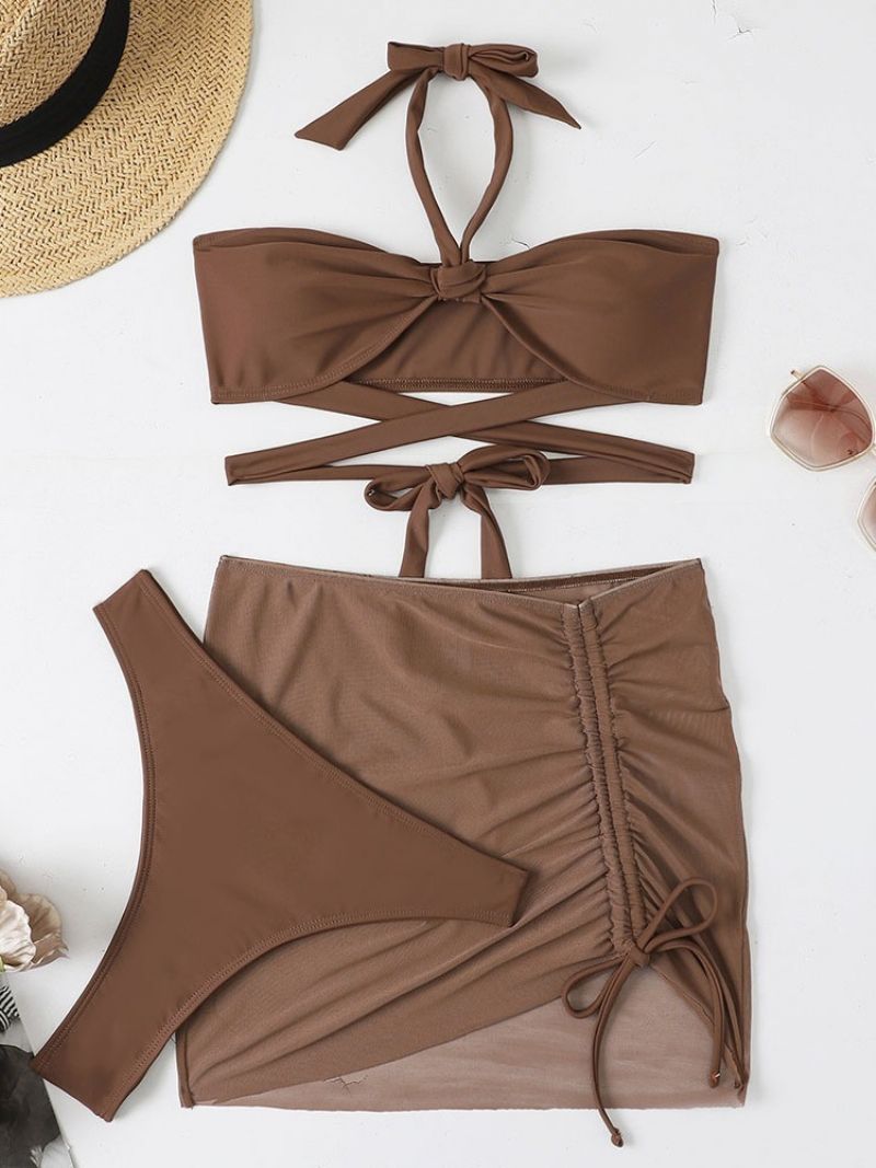 Sexy Tankini Set Damskie Gładkie Stroje Kąpielowe