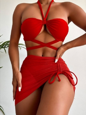 Sexy Tankini Set Damskie Gładkie Stroje Kąpielowe