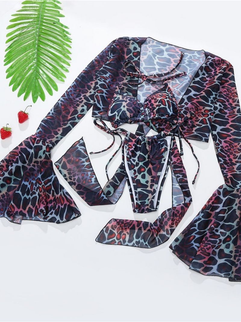 Tankini Set Beach Look Leopard Stroje Kąpielowe Stroje Kąpielowe