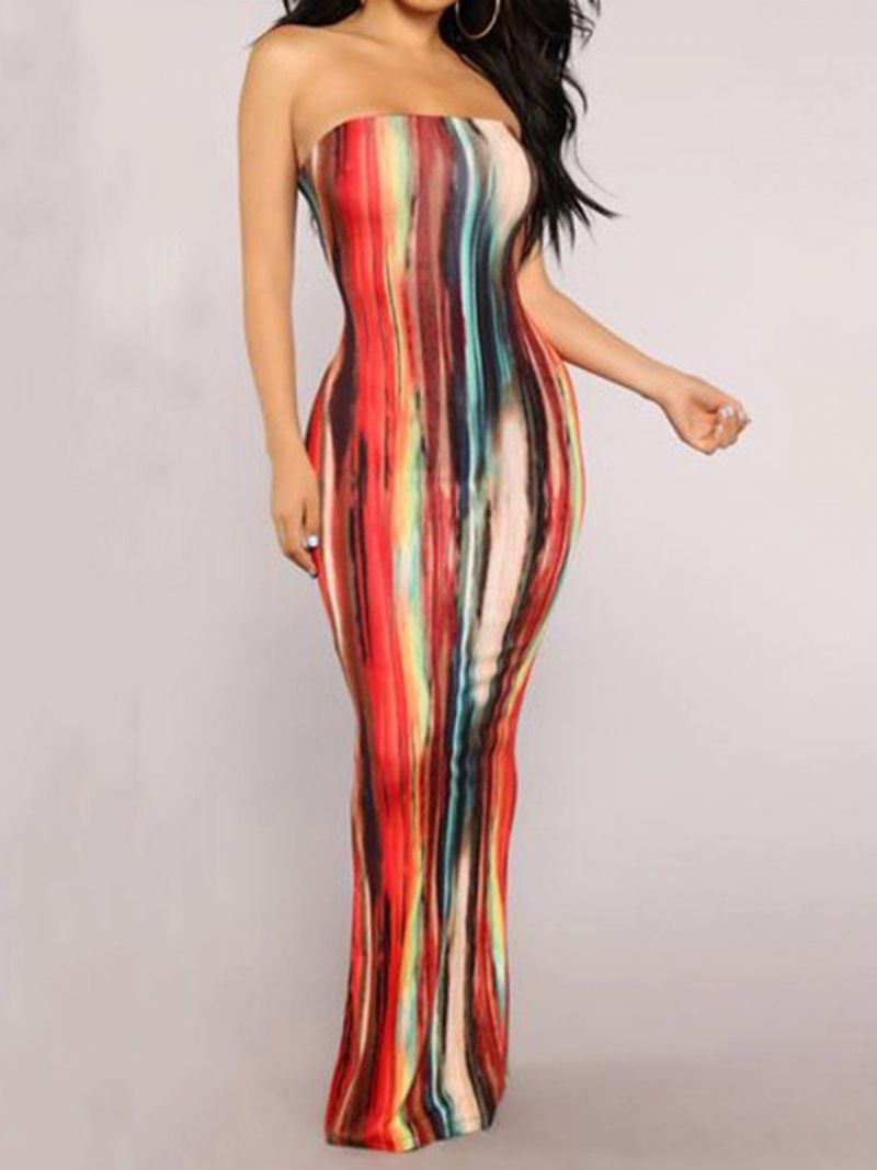 Długa Sukienka Bodycon Bez Rękawów Tie Dye