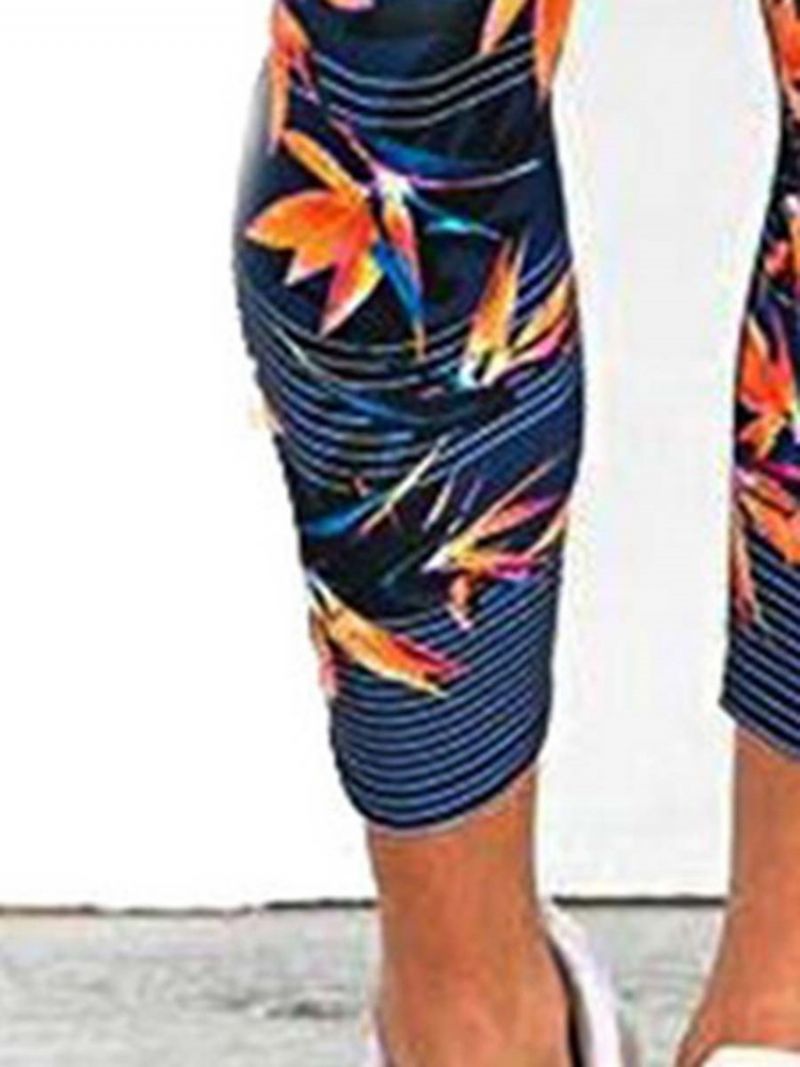 Damskie Legginsy Sportowe Przeciw Poceniu W Kwiaty