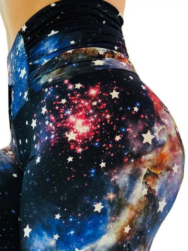 Damskie Starry Sky Color Block Print Siłownia Sportowe Legginsy Do Jogi Spodnie Do Jogi Legginsy Z Wysokim Stanem Tiktok