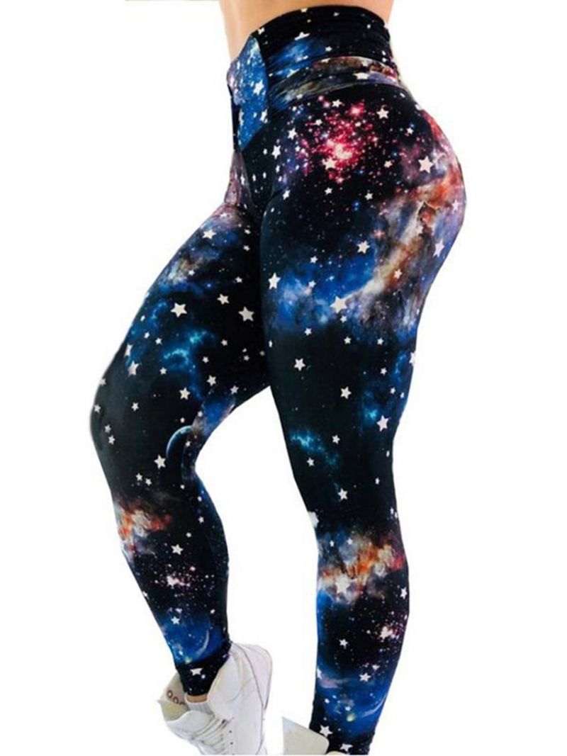 Damskie Starry Sky Color Block Print Siłownia Sportowe Legginsy Do Jogi Spodnie Do Jogi Legginsy Z Wysokim Stanem Tiktok