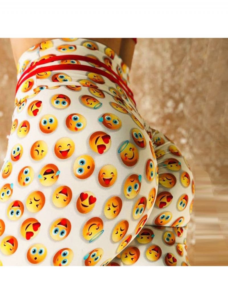 Emotikon Print Szybkie Suche Damskie Legginsy Spodnie Do Jogi Legginsy Tiktok Z Wysokim Stanem