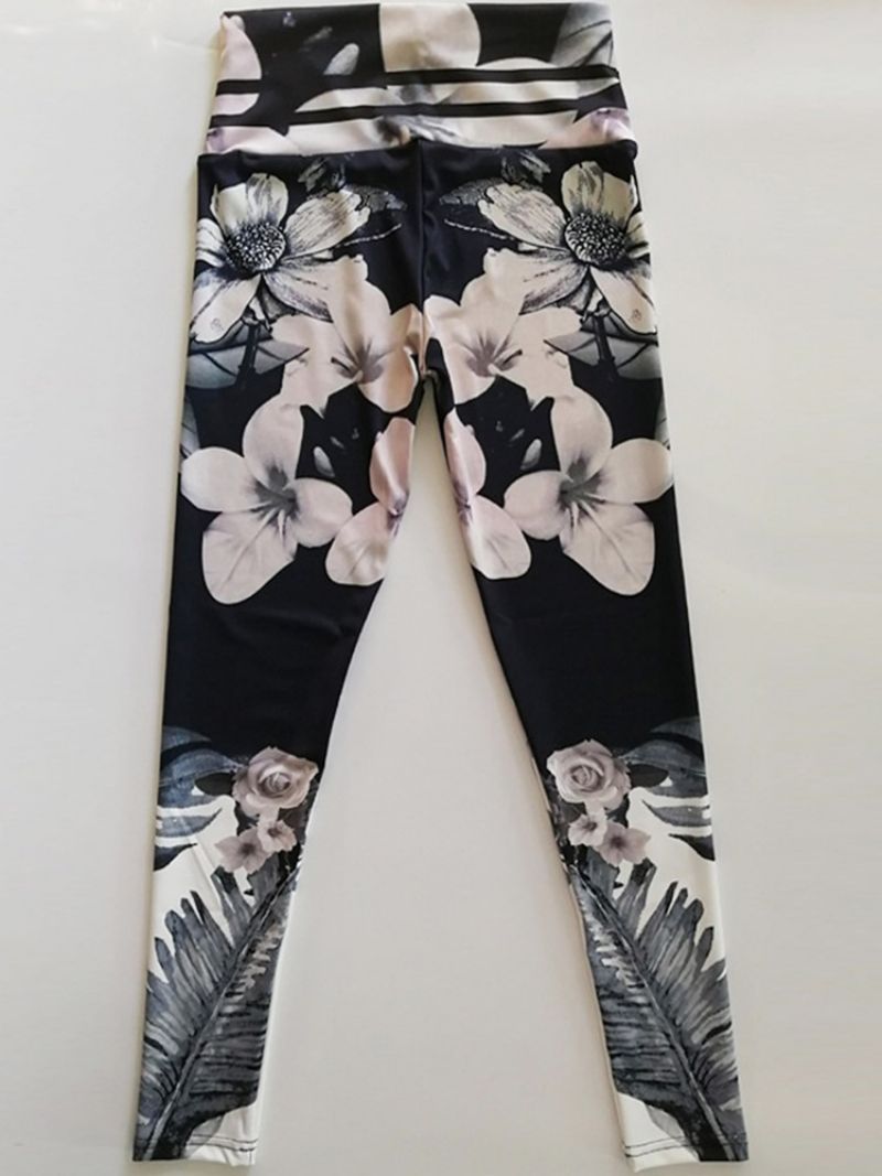 Floral Print Oddychające Spodnie Sportowe Fitness Joga Legginsy Tiktok Z Wysokim Stanem