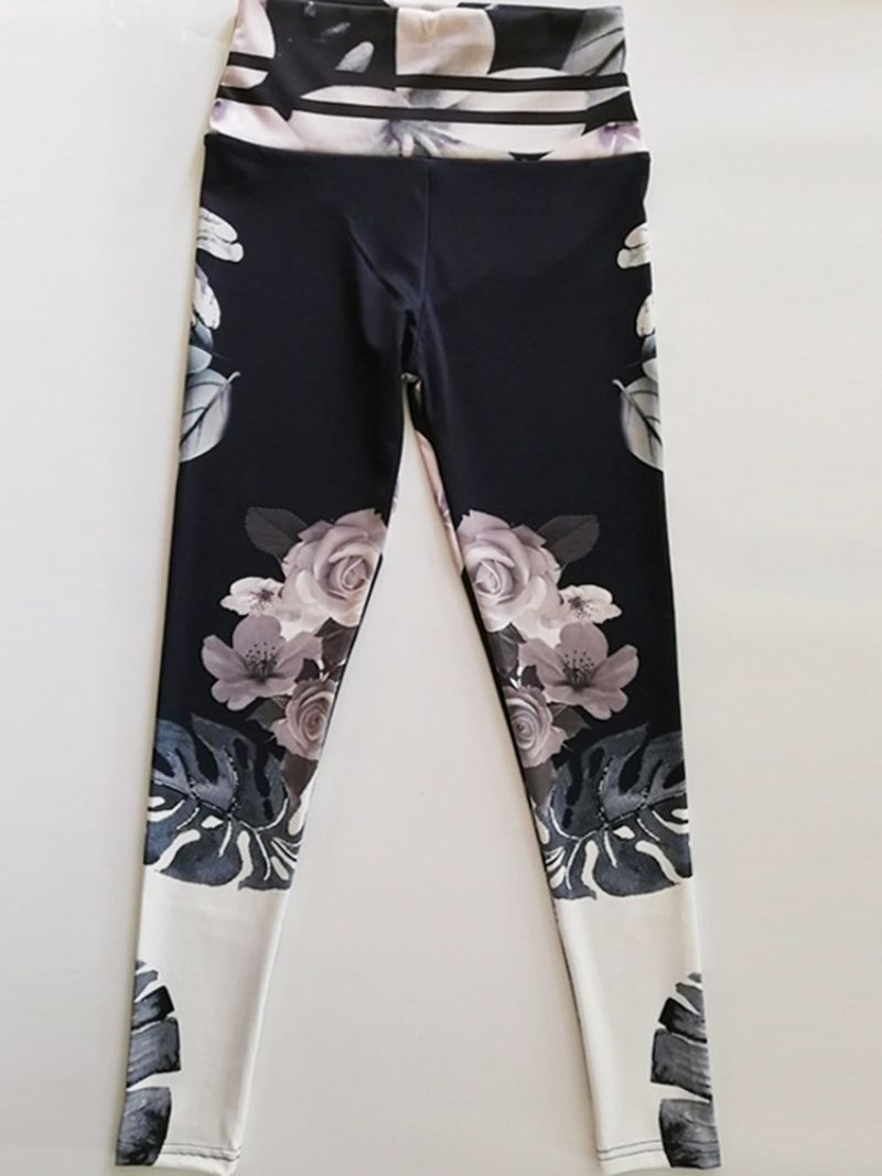 Floral Print Oddychające Spodnie Sportowe Fitness Joga Legginsy Tiktok Z Wysokim Stanem