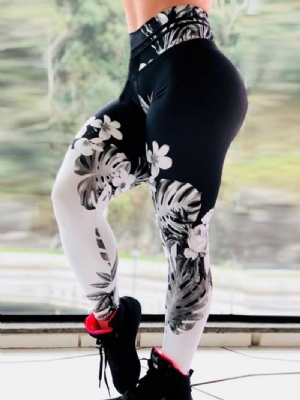 Floral Print Oddychające Spodnie Sportowe Fitness Joga Legginsy Tiktok Z Wysokim Stanem