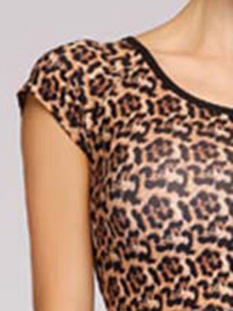 Print Leopard Anti-Sweat Pullover Zestawy Sportowe Z Krótkim Rękawem