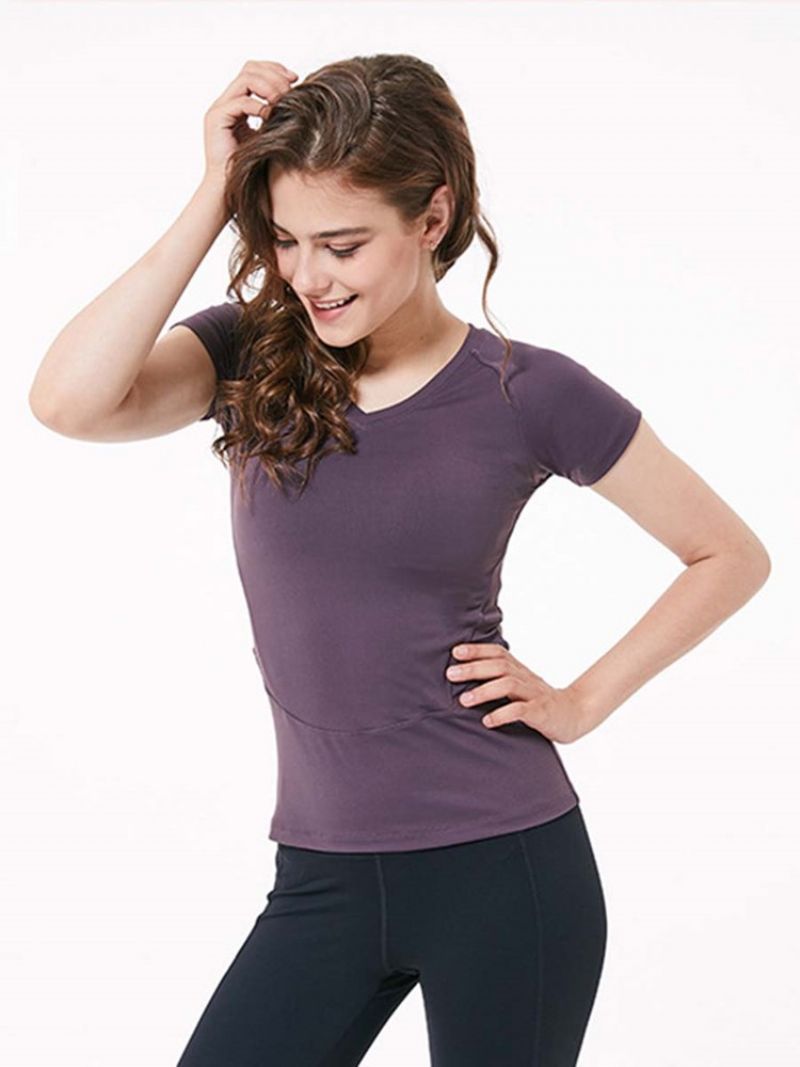 T-Shirt Z Nylonu Quick Dry Solid Yoga Pullover