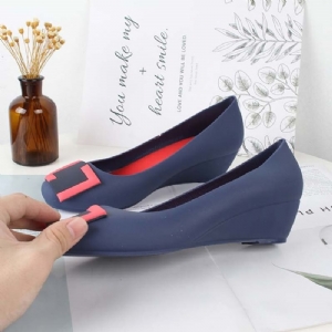 Pvc Slip-On Okrągły Toe Wedge Heel Damskie Galaretki Buty