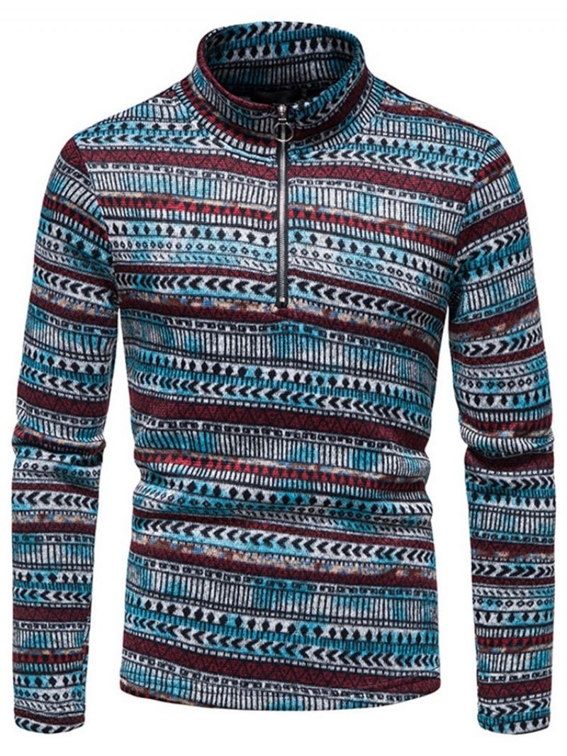 Print Standardowy Stójka Slim Winter Sweter