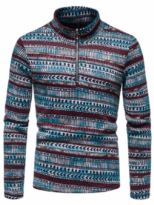 Print Standardowy Stójka Slim Winter Sweter