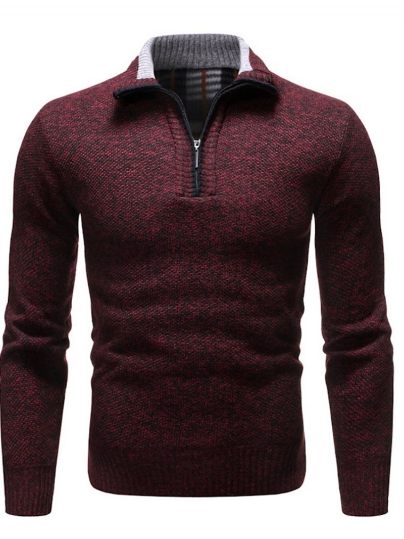 Zipper Standard Lapel Slim Winter Sweter