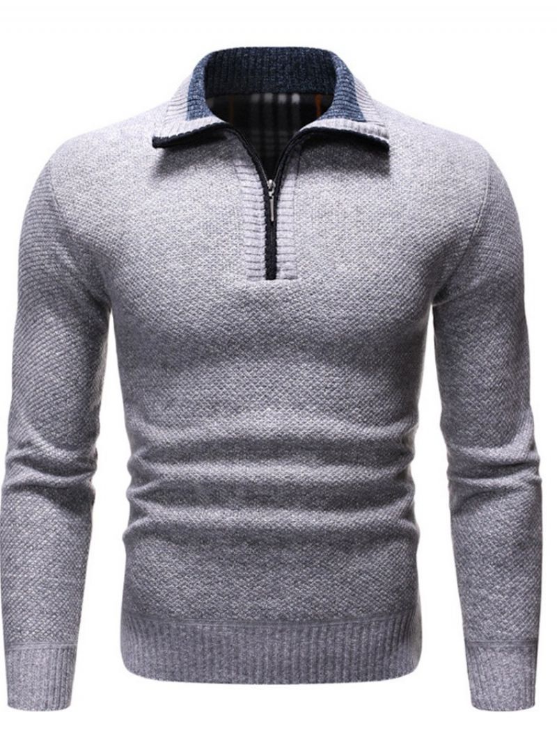 Zipper Standard Lapel Slim Winter Sweter