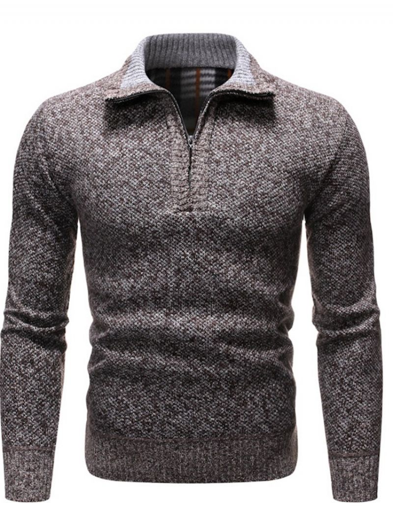 Zipper Standard Lapel Slim Winter Sweter