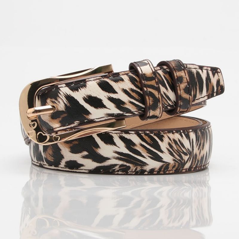 Moda Ze Sprzączką Leopard Print Pu Belt