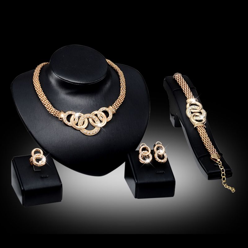 Diamante Circle Linked Jewelry Set