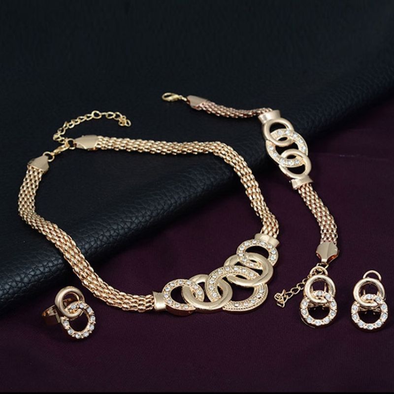 Diamante Circle Linked Jewelry Set